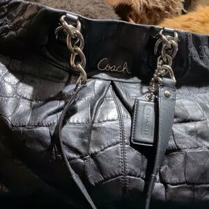 Coach Black Textured Leather Tote